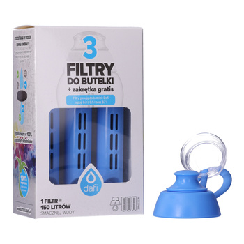 3x filtr butelkowy DAFI + pokrywa (SOFT) niebieski