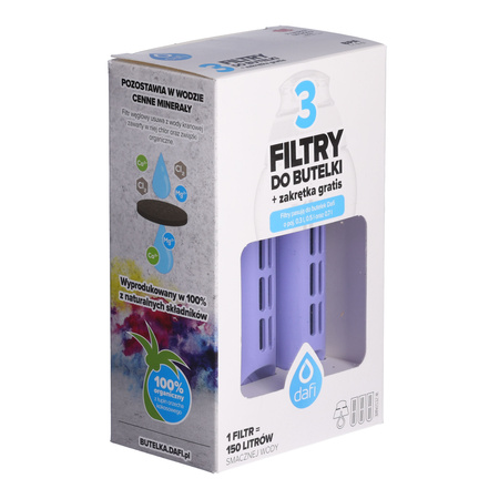 3x Filtr do butelki DAFI + zakrętka (SOFT) fioletowy