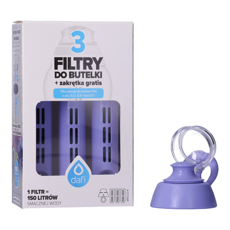 3x Filtr do butelki DAFI + zakrętka (SOFT) fioletowy