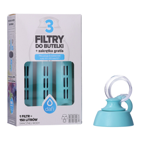 3x filtr butelkowy DAFI + pokrywa (SOFT) miętowy