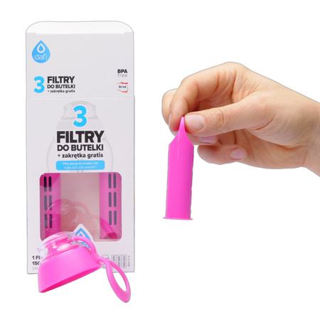 3x Filtr do butelki DAFI + zakrętka (SOFT) różowy