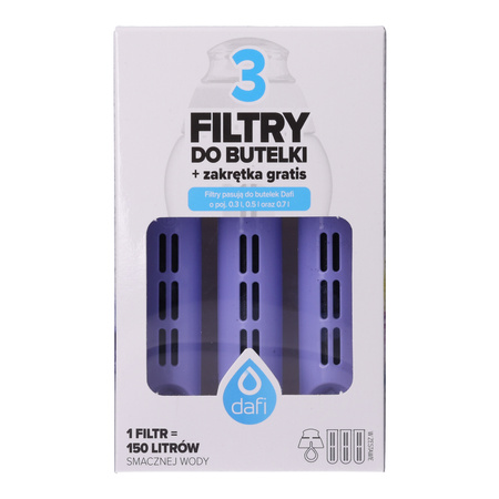 3x Filtr do butelki DAFI + zakrętka (SOFT) fioletowy