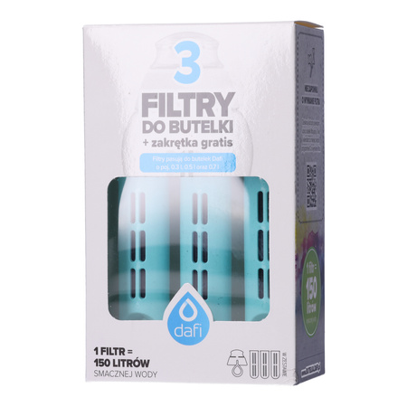 3x filtr butelkowy DAFI + pokrywa (SOFT) miętowy