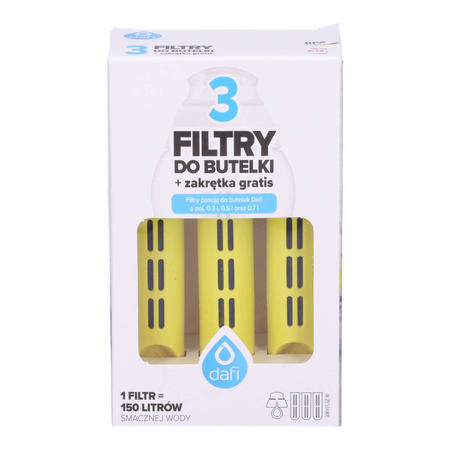 3x Filtr do butelki DAFI + zakrętka (SOFT) cytrynowy