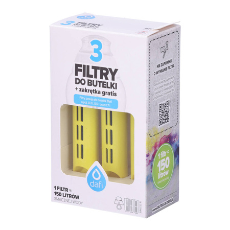 3x Filtr do butelki DAFI + zakrętka (SOFT) cytrynowy
