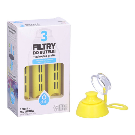3x Filtr do butelki DAFI + zakrętka (SOFT) cytrynowy
