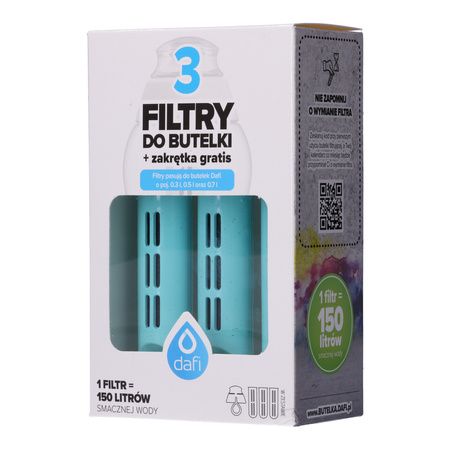 3x filtr butelkowy DAFI + pokrywa (SOFT) miętowy